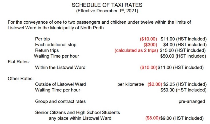 Taxi Rates North Perth 