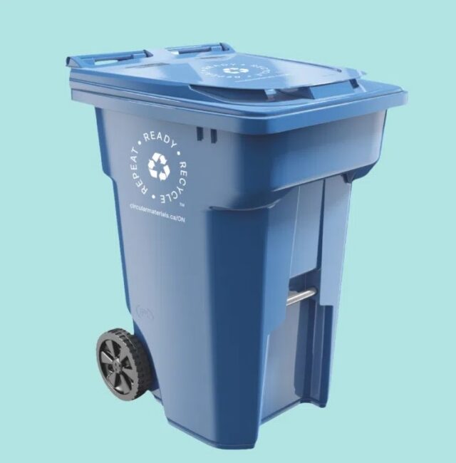 blue recycling cart